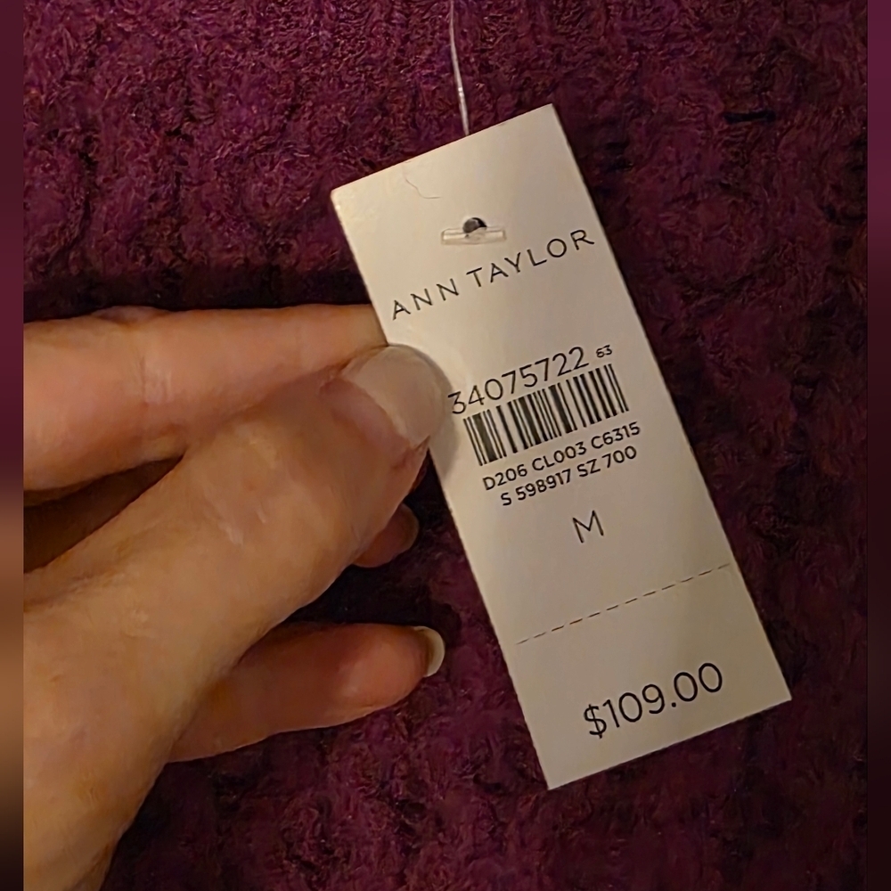 Ann Taylor Cable Knit Rich Purple Sweater - Picture 3 of 4